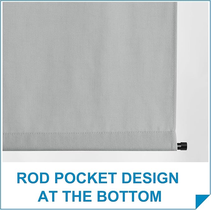 RYB HOME Faux Linen Blended Curtain for Classroom Glass Window, Light Filtering Small Door Window Draperys Privacy for Kitchen Dinning Home,1 Panel, 12W x 40L inches,Light Grey