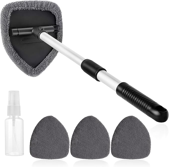 Qydipclin 11pc Windshield Cleaning Kit - 6 Microfiber Pads, 2 Bottles
