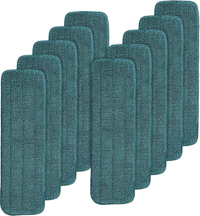 Replacement Mop Pads Fit for Rubbermaid Commercial 18" and 17" Mop - 10 Pack Wet & Dry Commercial Cleaning Reusable Refills Fit for Any Microfiber Flat System 18" and 17" - Green