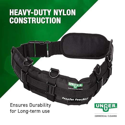 Unger Commercial ErgoTec Belt – Adjustable Length 32 to 50 Inches, Heavy Duty Belt for Professional Window Cleaning Tools – Ideal for Tool Pouches