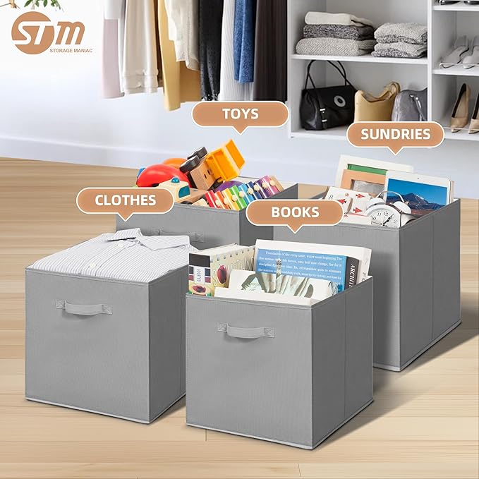 STORAGE MANIAC Storage Cubes, 6-Pack Grey