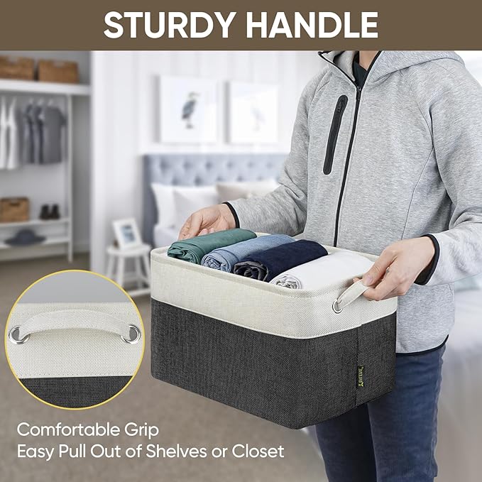1 Pack Fabric Closet Storage Bins for Shelves, Black, 15''x11''x9.5''