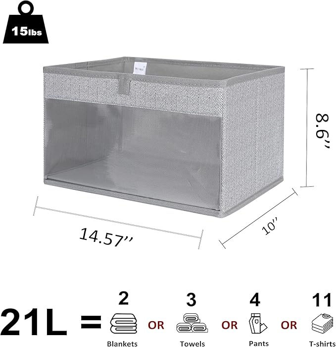 Closet Storage Bins, Large Fabric Storage Baskets with Clear Window