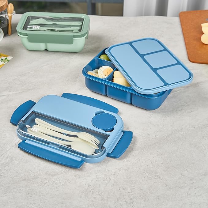 Restaurantware Bento Box 1 Count 44 Ounce Plastic Lunch Box With Cutlery