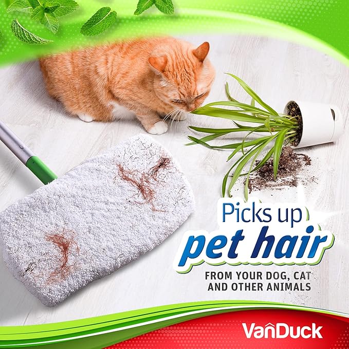 VanDuck Reusable 100% Cotton Mop Pads Compatible with Swiffer Sweeper (2-Pack), Terry Cloth Mop Covers Washable for Wet Mopping and Floor Cleaning (Handle is Not Included)