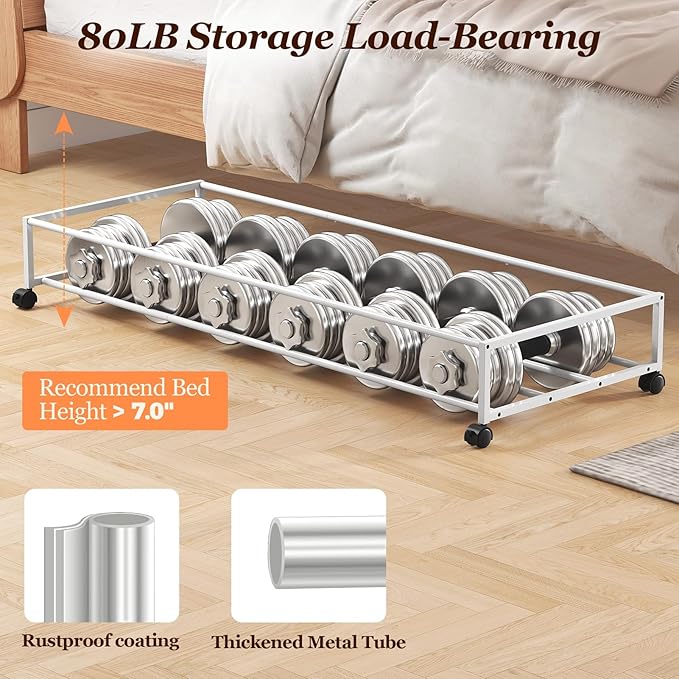 Under Bed Storage with Wheels 2 Pack, Beige