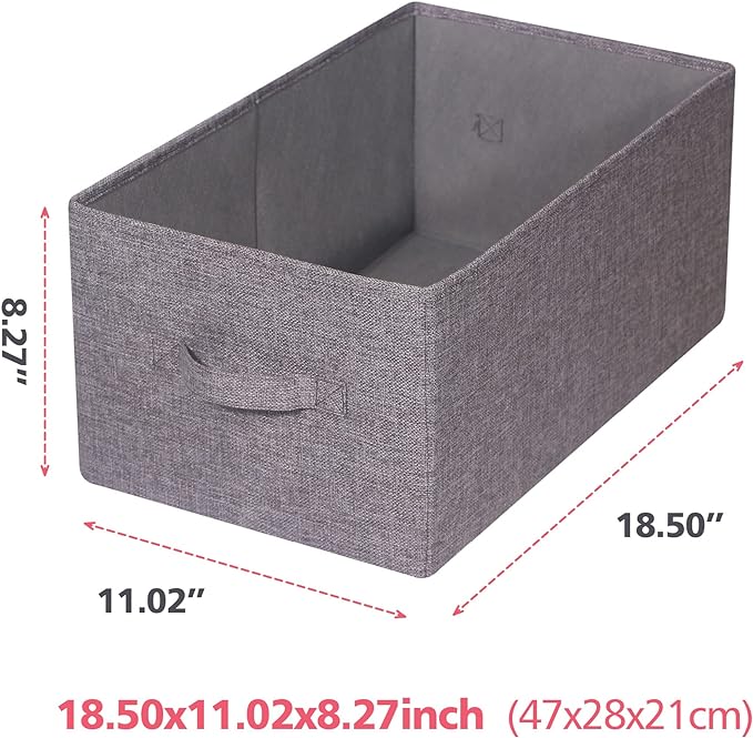 TENABORT Set of 3 Closet Organizer Bins with Handle, Fabric Foldable Storage Baskets Cloth Box Containers for Shelves Home Office Clothes Clothing