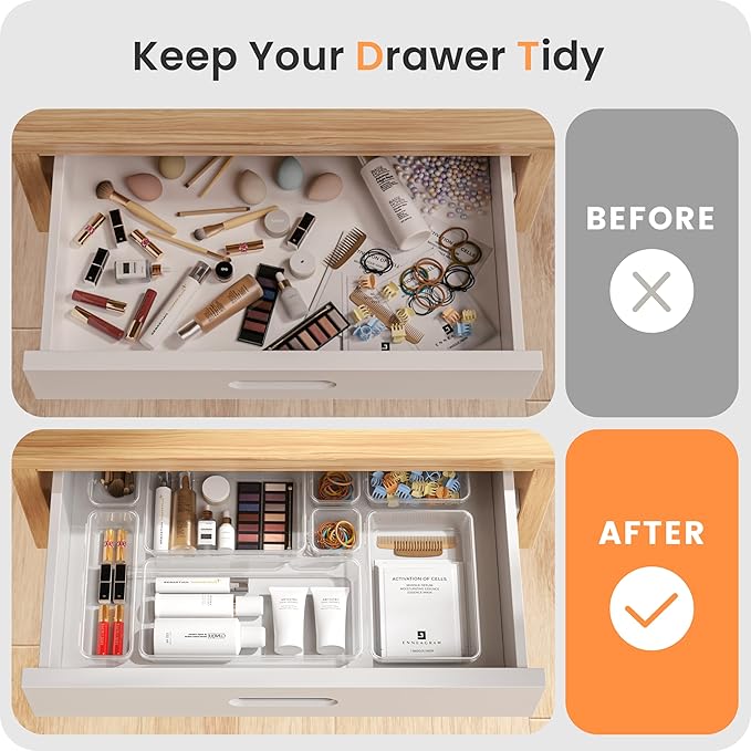 【Military Grade】A-LuGei Drawer Organizer,【𝟱𝗦𝗶𝘇𝗲】Makeup organizer,【Holds 177 Items】Bathroom Organizers and Storage,Organization and Storage