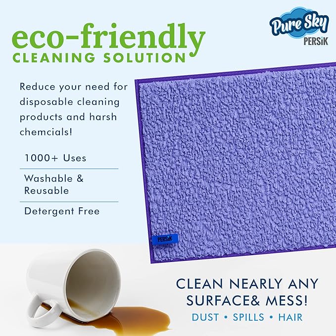 Pure-Sky Magic Deep Clean Cleaning Cloth – JUST ADD Water No Detergents Needed - Multipurpose Ultra Microfiber Cloth - Stick-Attachable for Mop