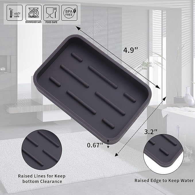 MicoYang Silicone Kitchen Sink Organizer Tray for Multiple Usage,Easy Clean Sponges Holder for Kitchen Bathroom Counter or Sink,Dish Soap Dispenser,Scrubber,Bottle,Cup Coffee 4.9”x 3.2”