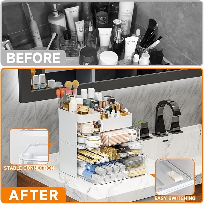 Makeup Organizer for Vanity, White