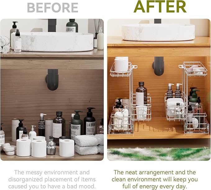 2 Tier Under Sink Organizer 11" W X18 D