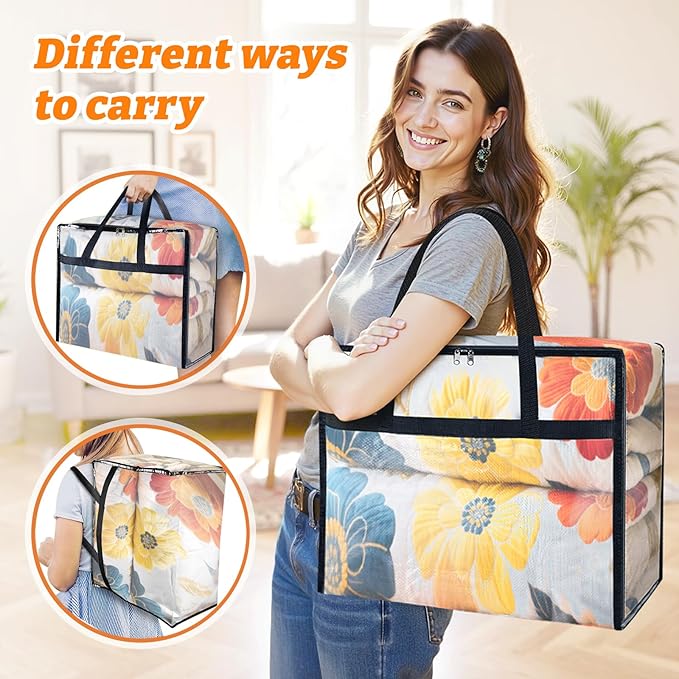 6 Pack Clear Clothes Storage Bags, Moving Bags, 40L
