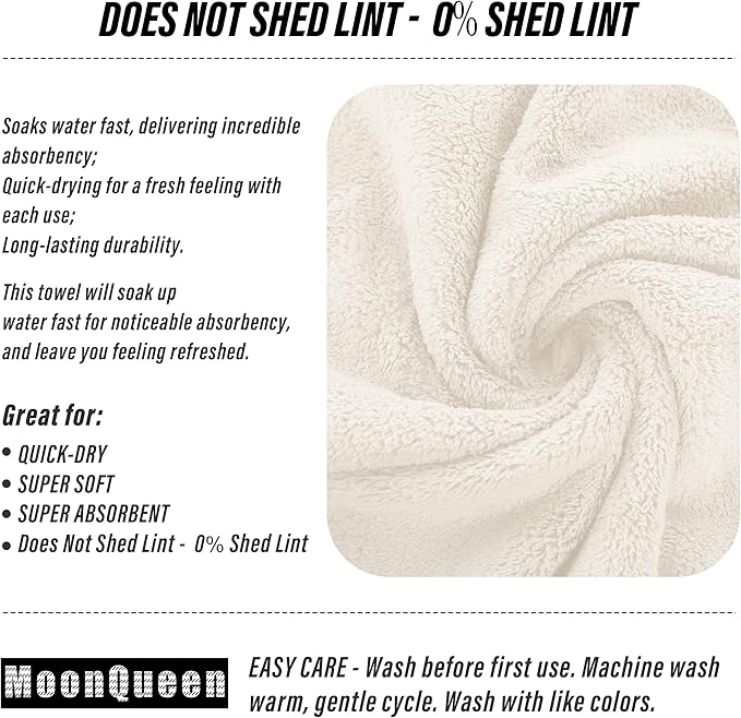 MOONQUEEN 18 Pack Premium Hand Towels - Quick Drying - Microfiber Coral Velvet Highly Absorbent Towels - Multipurpose Use as Hotel, Bathroom, Shower, Spa, Hand Towel 16 x 28 inches (Cream)