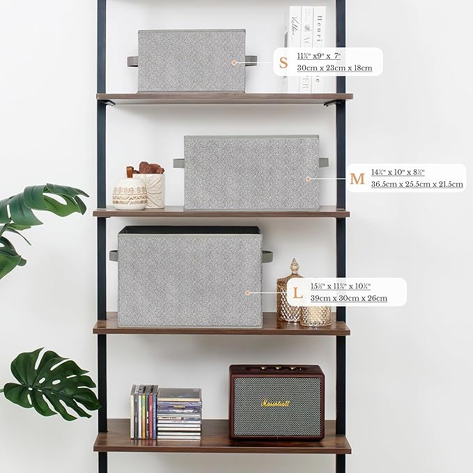 GRANNY SAYS Storage Baskets for Shelves, Closet Storage Bins with Handles, Fabric Organizers and Storage Bins, Storage Boxes for Clothes, Gray, Medium, 3-Pack