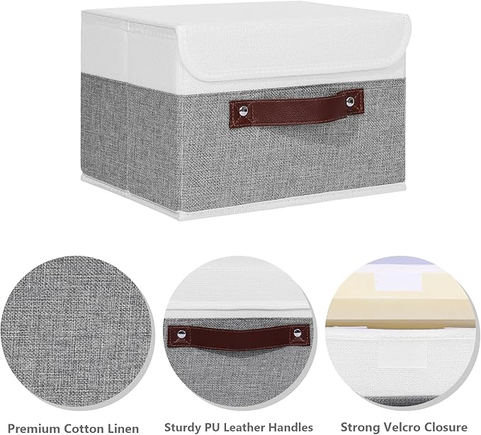 ANMINY 2 Storage Boxes - Small, Gray White - Home Closet Organizer