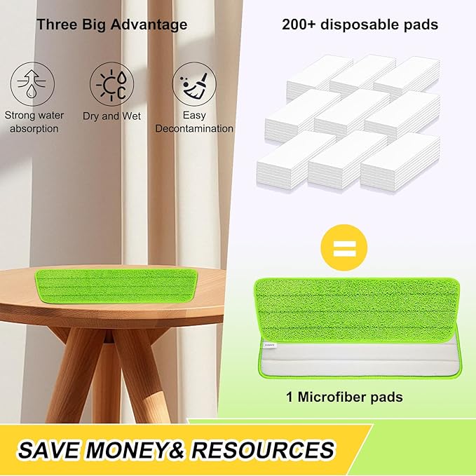 16.5 inch Reusable Mop Pads Microfiber Spray Mop Replacement Heads for Wet/Dry Mops Compatible with Bona Floor Care System (5 Pack)