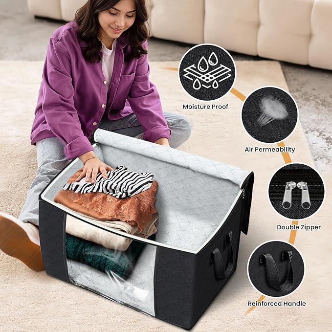 Fab totes 24 Gallons Clothes Storage, 10 Pack,Black