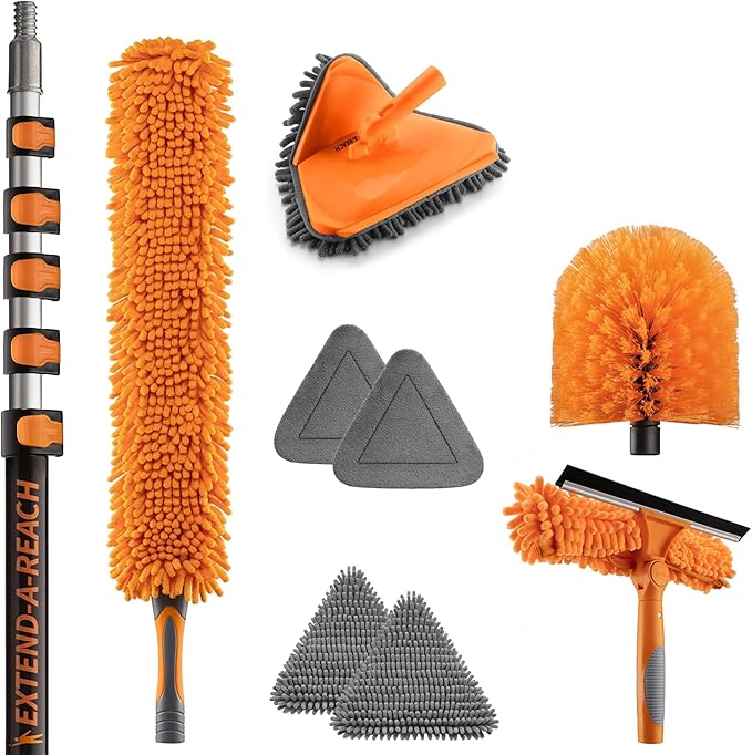 High Reach Duster Kit - 30ft, 5-24ft Pole, Ceiling & Window Cleaning