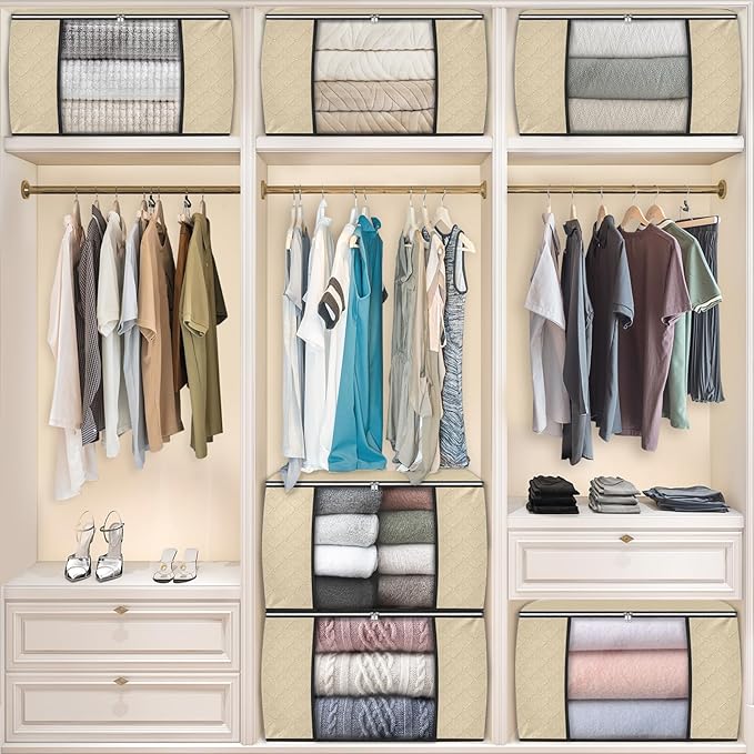 Fab totes 24 Gallons Clothes Storage, 10 Pack,Beige