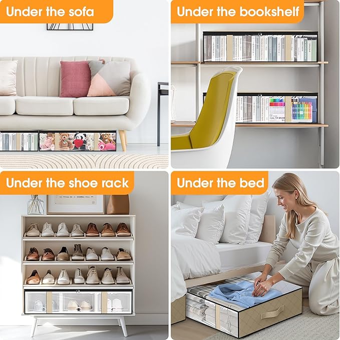 Under Bed Storage Bags 10 Pack, Beige