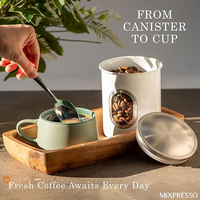Mixpresso 3-Piece White Canisters Sets For The Kitchen, Airtight Canister Set With See Through Window, Storage Jars for Coffee Container