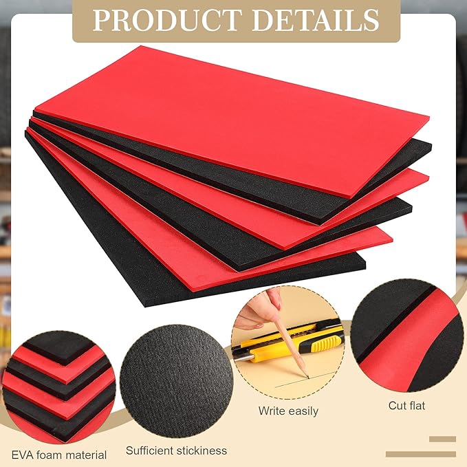 Sumind 3 Sets Tool Box Shadow Foam Organizers Liner Adjustable Inserts Foam Non Slip Liner Mat for Tool Box, Cabinet and Chest Drawers