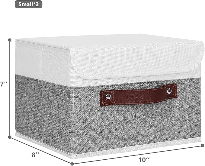 ANMINY 2 Storage Boxes - Small, Gray White - Home Closet Organizer