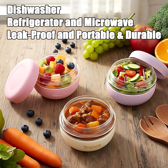 Tronco 24 oz Glass Lunch Bowl Container with Lid, Reusable Glass Food Container for Salad, Snack,Yogurt, Soup Food Storage, Meal Prep, Airtight, Leak & Spill Proof, Dishwasher Safe, BPA-Free, Set of 4