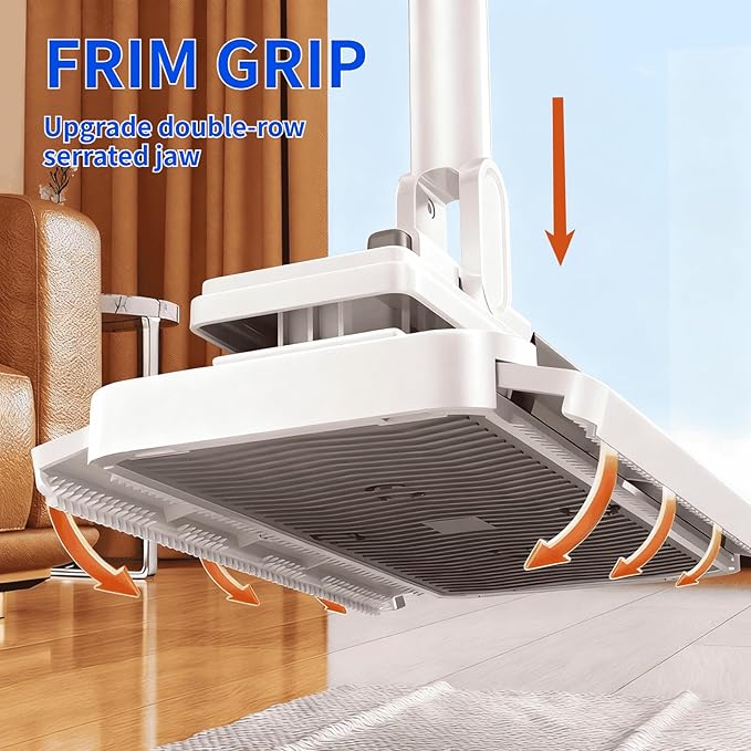 Press Grip Mini Mop with 39 inches Handle — Press Lock Small Mop Head, One-Click Release Zero-Touch Gap Cleaner, Includes 5 Reusable Cloths for Multi-Surface Quick Cleaning