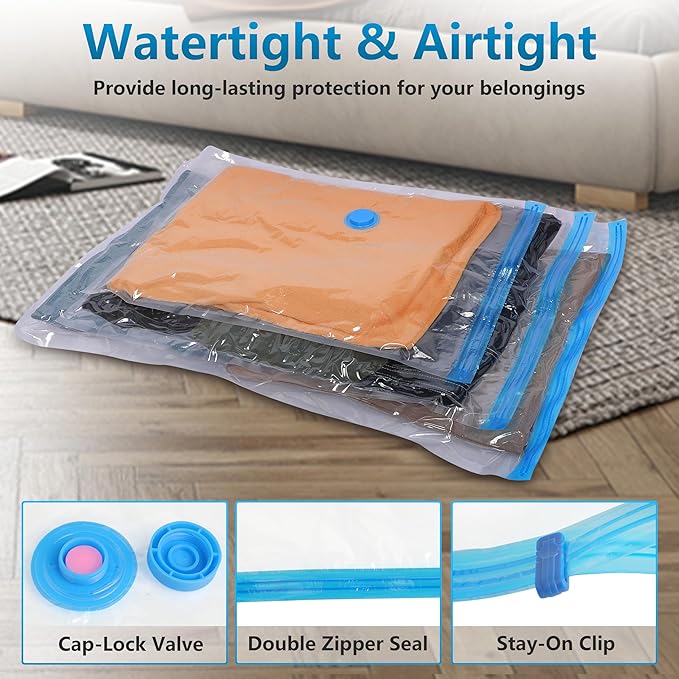 6 Pack Vacuum Storage Bags，Space Saver Bags(6 Pack XXL Jumbo) Compression