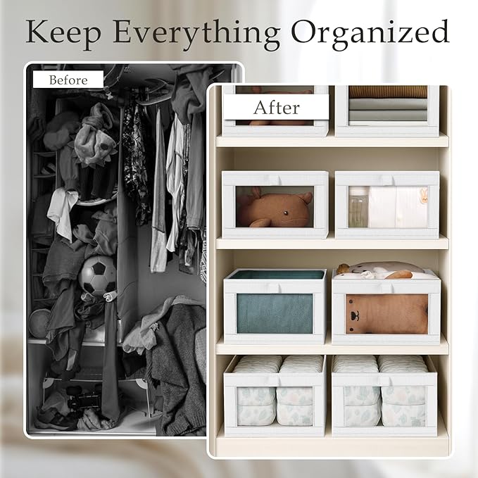 6 Pack Linen Closet Organizers and Storage, White