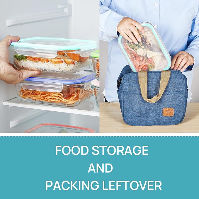 Vtopmart 5Pack 22oz Glass Storage Containers with Lids, Glass Meal Prep Food Container Sets with Snap Airtight Lids for Microwave, Oven