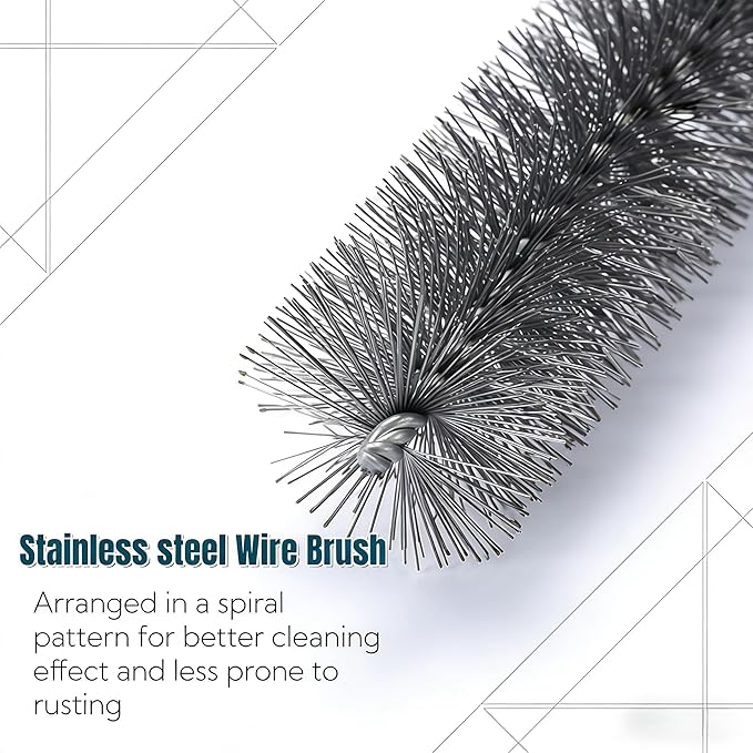 50 in Pipe Cleaning Kit, Stainless Steel Bristles Brush Set, Tube Brush with 4 Flexible Rods,Wire Brush with Hex Shank for Drill,4 PCS Pipe Brush for Auto Parts, Bottles, Tubes,Drain