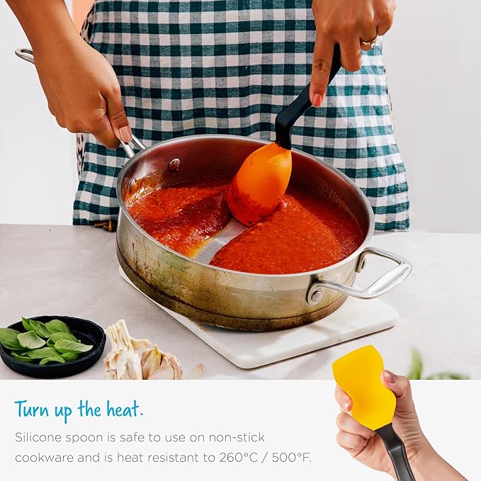 Dreamfarm Supoon Non-Stick Sit-Up Silicone Scraping, Serving, Cooking Spoon Measures 5ml Tsp & 15ml Tbsp - 11" Green