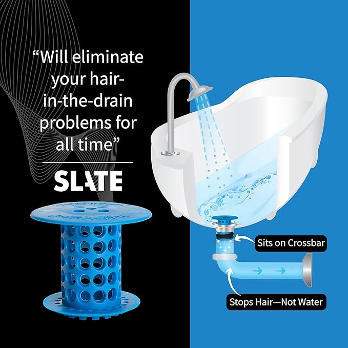 TubShroom Bathtub Drain Hair Catcher – In-Drain Tub Strainer & Clog Prevention Protector, Fits Standard 1.4”–1.75” Tub Drains, Easy Clean