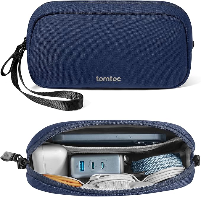 tomtoc Electronics Organizer Travel Case, Water Resistant Travel Bag Cable Organizer for Essentials, Tech Pouch Accessories Carry Storage for Cord, Phone, Cables, Airpods, USB Flash Drive, Daily Items