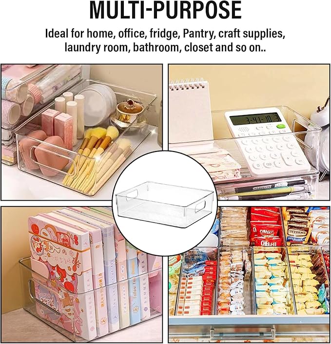 Clear Plastic Storage Bins, Home Bathroom Laundry Room Freezer Refrigerator Pantry Organizers and Storage Containers Fridge Organizer Bins Kitchen Organization Cabinet Medicine Bin for organizing