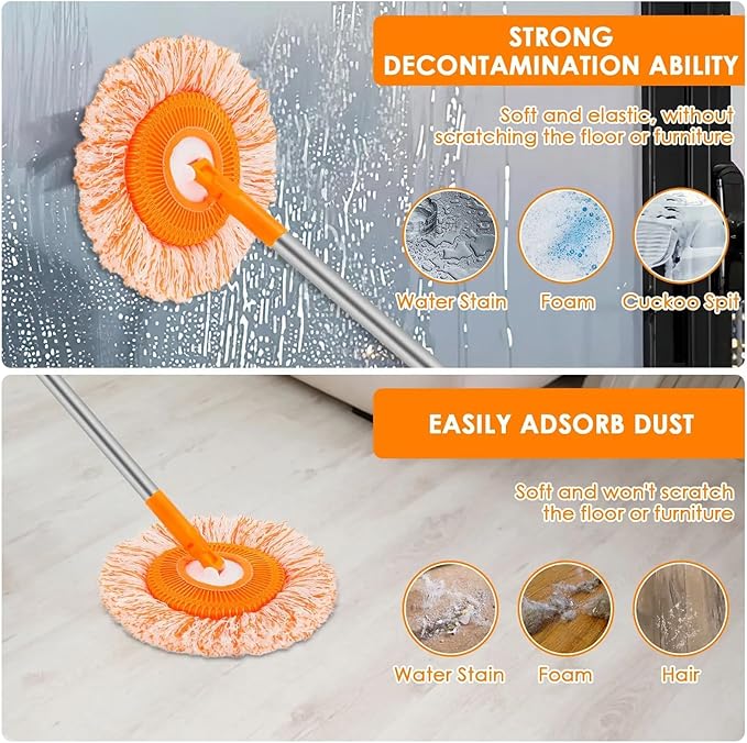 Generic 2024 New Intellect Mop, 360° Rotatable Adjustable Cleaning Mop, Extendable Wall Cleaning Mop,Long Handle Microfiber Spin Mop, Easy Cleaning Round Spin Mop for Wall, Ceiling, Window (64inch)