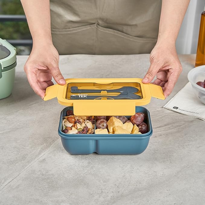 Restaurantware-Bento Tek 28.7 Ounce Bento Boxes, 10 Reusable Lunch Containers - With Fork And Spoon, Does Not Contain BPA