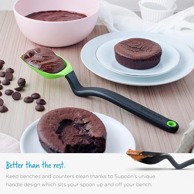 Dreamfarm Supoon Non-Stick Sit-Up Silicone Scraping, Serving, Cooking Spoon Measures 5ml Tsp & 15ml Tbsp - 11" Dreamfarm Blue