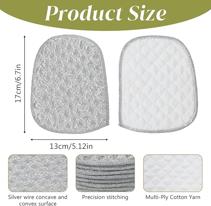 Thinp 8 Pcs Multipurpose Wire Dishwashing Rags for Wet and Dry, Double Side Non Scratch Wire Dishcloth Reusable Metal Dish Cloth Silver Mesh Dish Cloths for Kitchen Sink Cookware Stove Cleaning