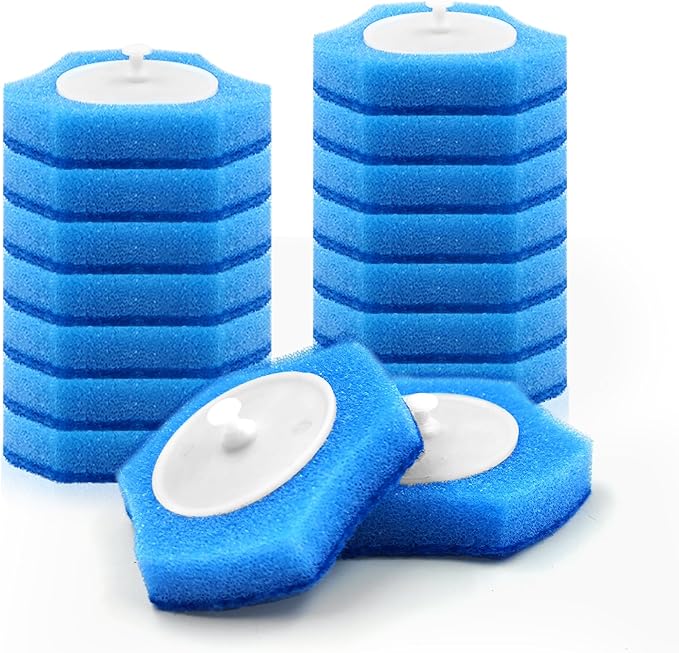 NEWE Disposable Toilet Brush Cleaner Refills 16 Packs, Compatible with Upgraded Clamping Wand System, Bathroom Bowl Cleaning Replacement Heads for Sink Bathtub Wash Basin Mop Pool