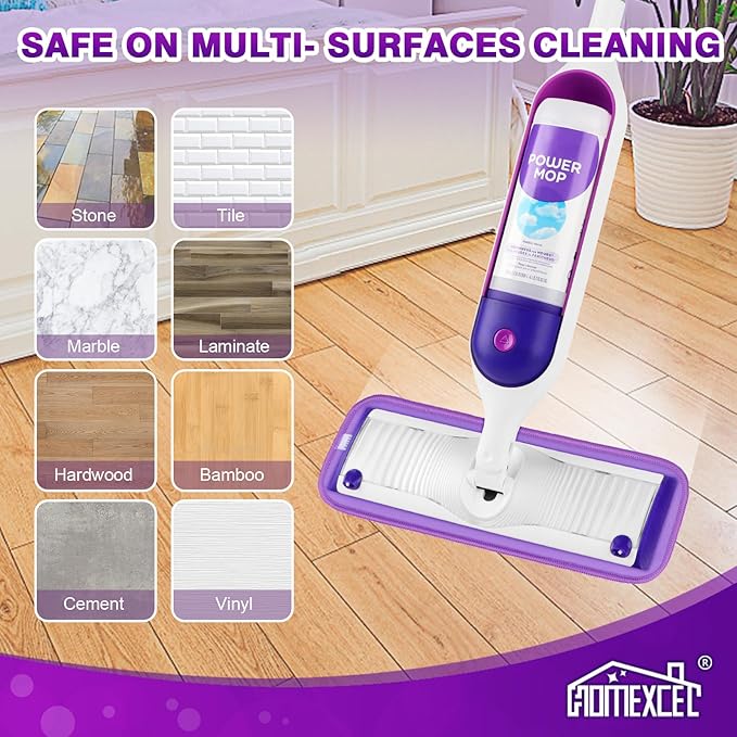 HOMEXCEL Reusable Microfiber Mop Pads for Swiffer PowerMop, Power Mop Pads Refills for 13 ''-15 '' Spray Mop, Machine Washable Pad Replacement for Multi-Surface Floor Cleaning, Pack of 4