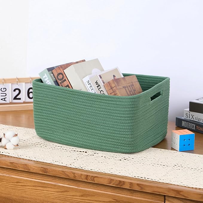 Large Storage Baskets for Organizing, 4 Packs Green