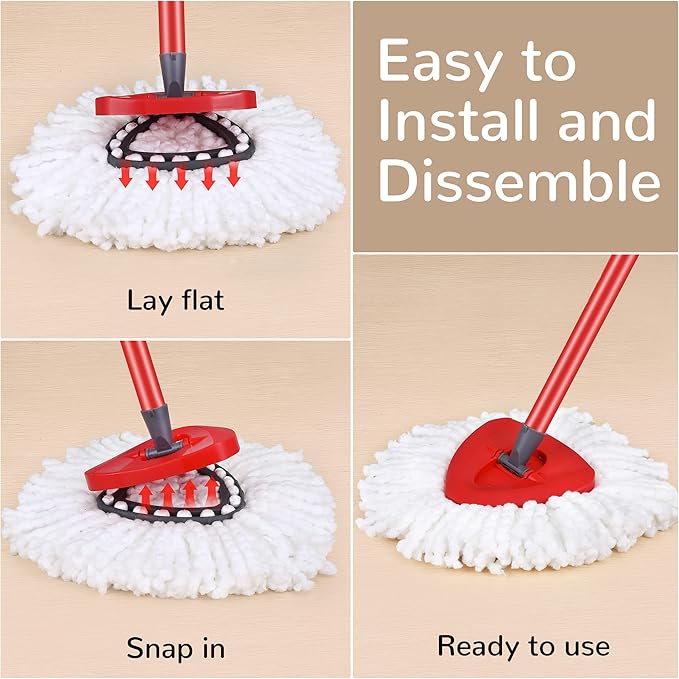 Spin Mop Replacement Head,Thick Microfiber Refills for O-Cedar Spin Mop,4-Pack Washable & Reusable for Hardwood/Tile Floors, Exact Fit for 1-Tank System (Blue)