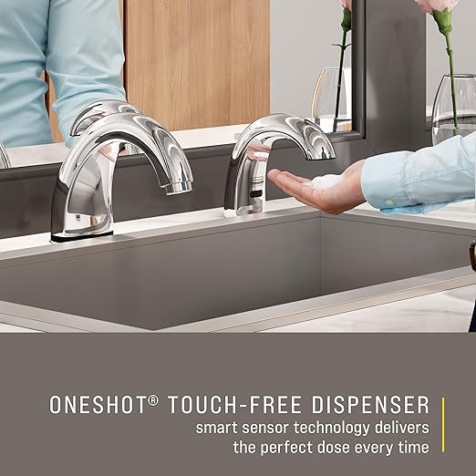 Rubbermaid Commercial Products OneShot Automatic Counter Deck Mount Touchless Foam Hand Soap Dispenser, Low Profile, for Restrooms in Restaurants/Hotels/Schools/Airports/Offices