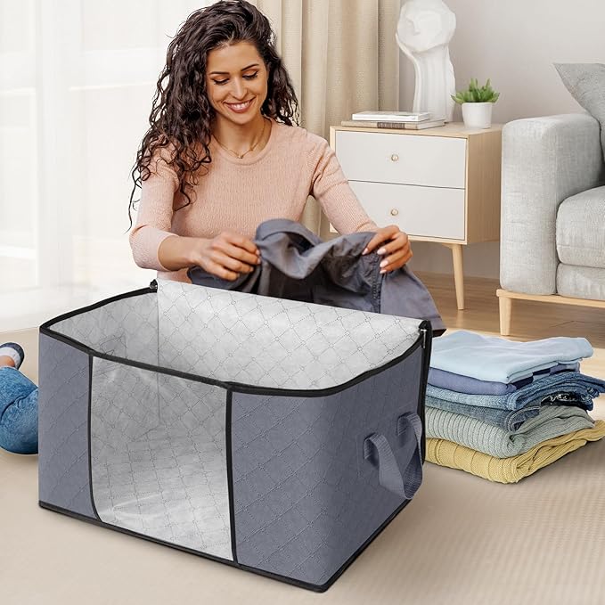 Fab totes Storage Bags, Grey,4 Pack