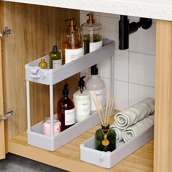 Slim Rolling Storage Cart, Gray