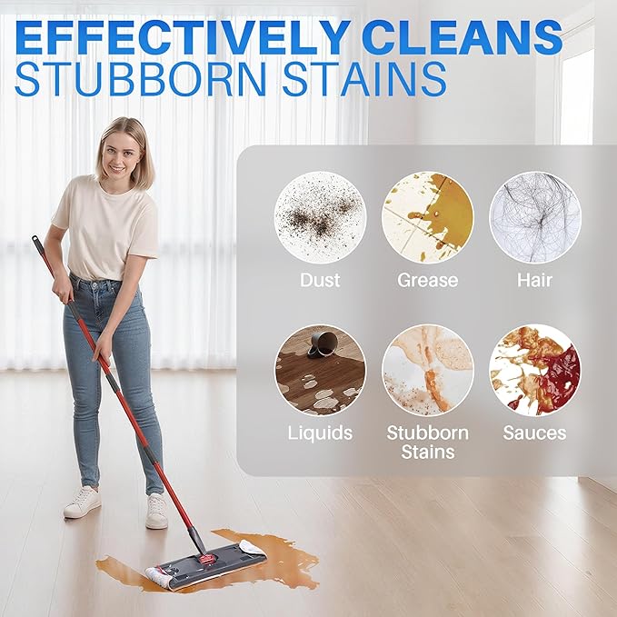 9 PCS Microfiber Mop Pads, Washable & Reusable Mop Pads Replacements for Wood Floor Compatible with Ocedar H2prO, Blue and White - 15.95" x 4.33"